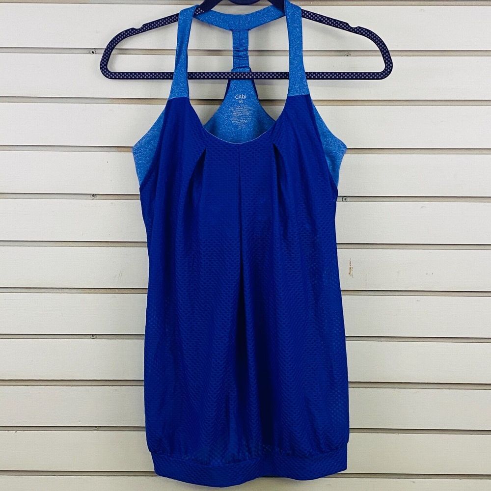 Womens M Cabi Blue Tank Mesh Two in One Everyday Racerback w/Bra Style #803